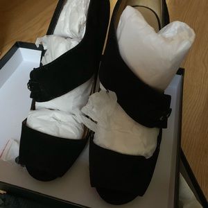 Black suede 4 1/2 inch  L.A.M.B heels